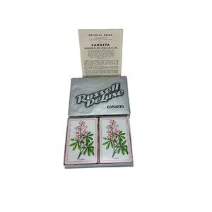 Russell Deluxe Canasta Lupine Double Deck Of Playing Cards Vintage